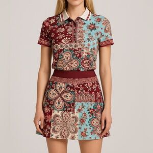 JOHNNY WAS Active Floral Patchwork Two-Piece Set XS